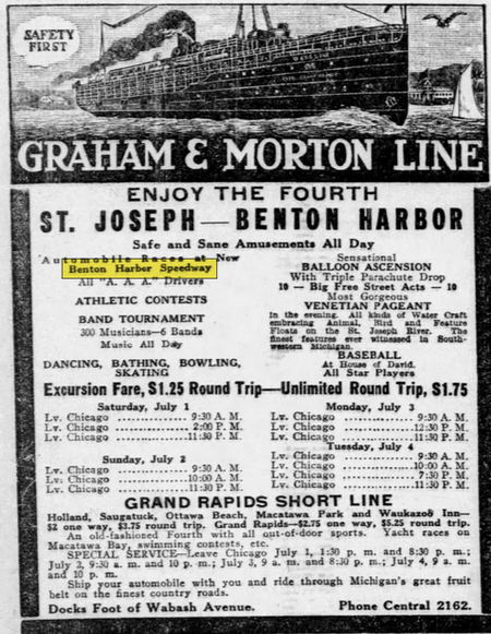 Benton Harbor Speedway (Benton Harbor Fairgrounds) - July 1916 Ad (newer photo)